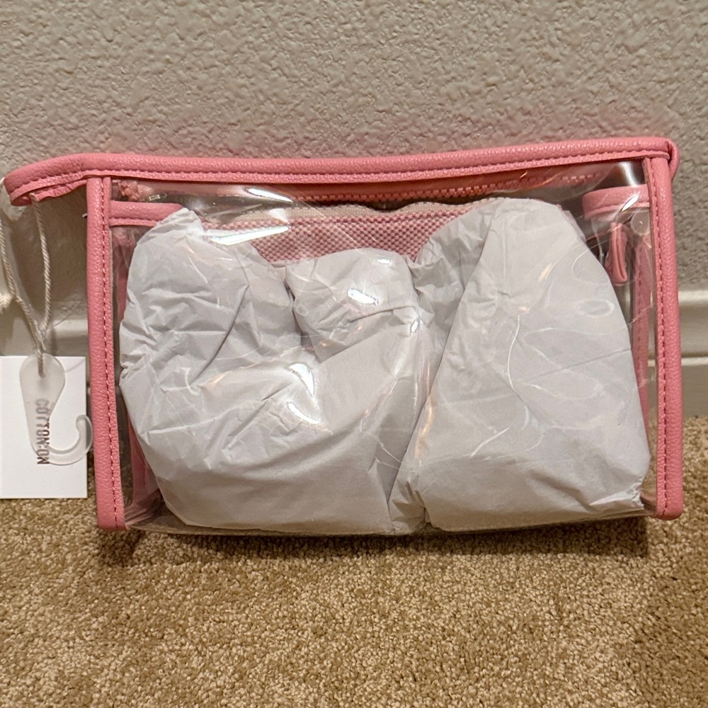 Clear Pink Trim Cosmetic Bag